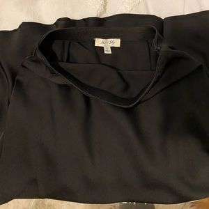 NWOT Black Satin Midi Skirt